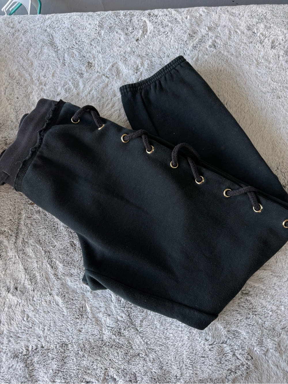 True Religion Black Lace-Up Side Jogger Pants